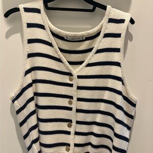 Abercrombie & Fitch Striped Tank Top - Navy and White